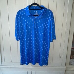 MEN'S DRY FIT GOLF POLO SHIRT Golfers Club Sz XL Blue White Preppy Sporty